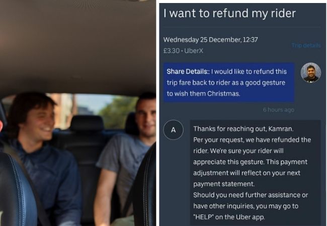 Uber driver refunds his customers on Christmas day…